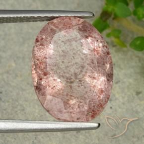 6.28 ct Pink Strawberry Quartz Stone, Natural Strawberry Quartz in Oval Facet Shape for Sale