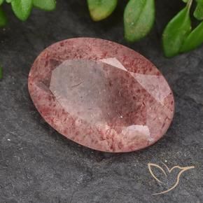 4.75 ct Pink Strawberry Quartz Stone, Natural Strawberry Quartz in Oval Facet Shape for Sale