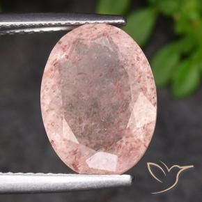 4.72 ct Pink Strawberry Quartz Stone, Natural Strawberry Quartz in Oval Facet Shape for Sale