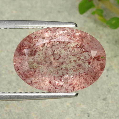 Deep Rose Pink Клубничный Кварц Камень - 4.8ct Фасетный Овал (ID: 490736)
