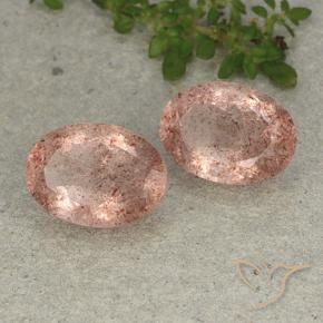 11.48 ctw Pink Strawberry Quartz Stones, Natural Strawberry Quartz in Oval Cabochon Shape for Sale
