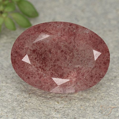 5.61ct Natural Dark Pink Strawberry Quartz, Oval, Translucent