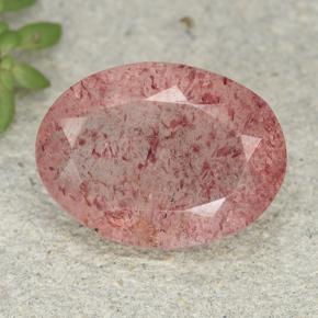 Rose moyen Quartz Fraise gemme - 4.1ct Ovale facette (ID: 493254)