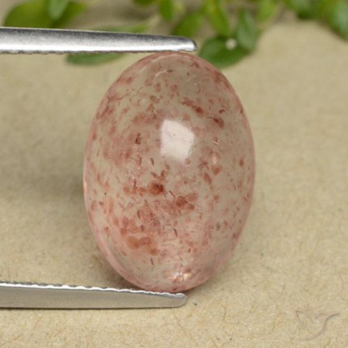 5.39ct Natural Peach Rose Strawberry Quartz, Oval, Translucent