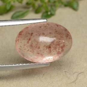 5.39 ct Pink Strawberry Quartz Stone, Natural Strawberry Quartz in Oval Cabochon Shape for Sale