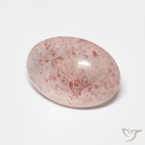 3.32 ct Pink Strawberry Quartz Stone, Natural Strawberry Quartz in Oval Cabochon Shape for Sale