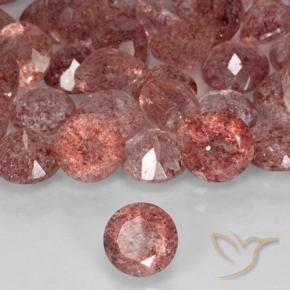7.00 ctw Pink Strawberry Quartz Stones, Natural Strawberry Quartz in Round Facet Shape for Sale