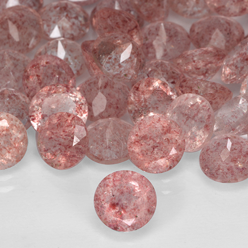 0.75 ct Pink Strawberry Quartz Gemstone, Strawberry Quartz Gem in Round Facet Shape for Sale.