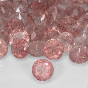 0.75 ct Pink Strawberry Quartz Stone, Natural Strawberry Quartz in Round Facet Shape for Sale