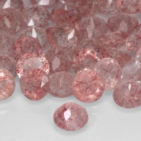 Strawberry Quartz Gemstone in 6 mm (calibrated) Size for Sale, Strawberry Quartz Stone in Medium Pink Color