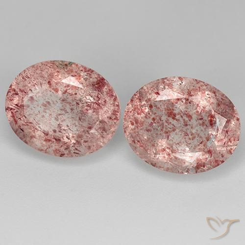 7.30 ctw Pink Strawberry Quartz Stones, Natural Strawberry Quartz in Oval Facet Shape for Sale