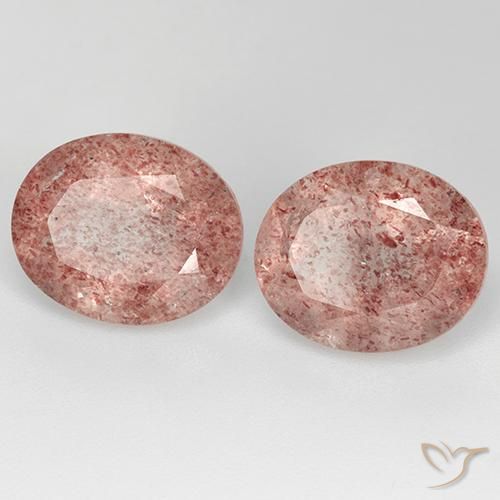 6.97 ctw Pink Strawberry Quartz Stones, Natural Strawberry Quartz in Oval Facet Shape for Sale