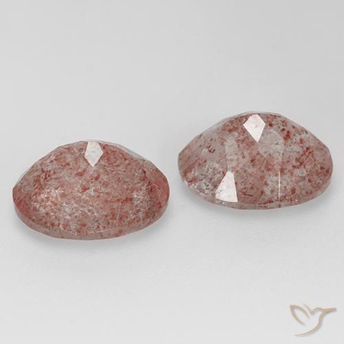 Strawberry Quartz Gemstones in 11 x 9 mm (calibrated) Size for Sale, Strawberry Quartz Stones in Medium Pink Color