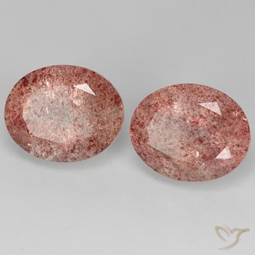 7.24 ctw Pink Strawberry Quartz Stones, Natural Strawberry Quartz in Oval Facet Shape for Sale