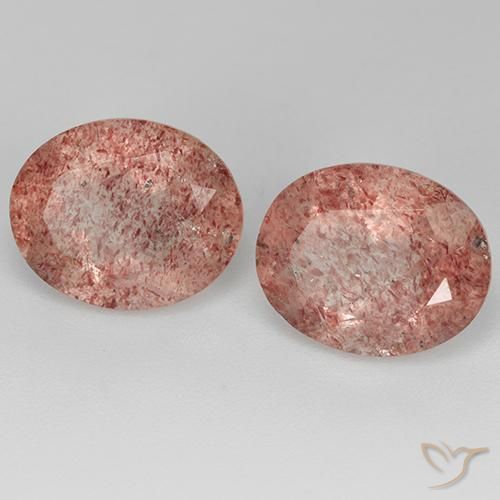 6.69 ctw Pink Strawberry Quartz Stones, Natural Strawberry Quartz in Oval Facet Shape for Sale