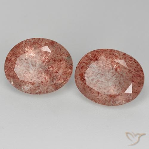 6.93 ctw Pink Strawberry Quartz Stones, Natural Strawberry Quartz in Oval Facet Shape for Sale