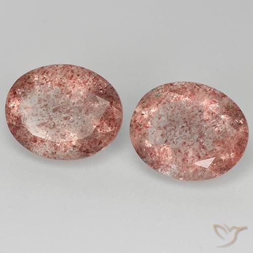 6.37 ctw Pink Strawberry Quartz Stones, Natural Strawberry Quartz in Oval Facet Shape for Sale