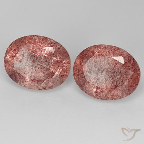 6.73 ctw Pink Strawberry Quartz Stones, Natural Strawberry Quartz in Oval Facet Shape for Sale
