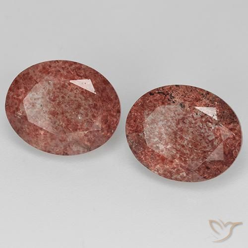 6.45 ctw Red Strawberry Quartz Stones, Natural Strawberry Quartz in Oval Facet Shape for Sale