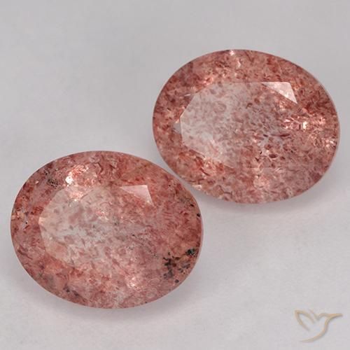 6.66 ctw Pink Strawberry Quartz Stones, Natural Strawberry Quartz in Oval Facet Shape for Sale