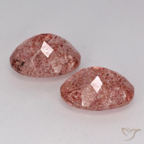 Strawberry Quartz Gemstones in 11 x 9 mm (calibrated) Size for Sale, Strawberry Quartz Stones in Medium Pink Color