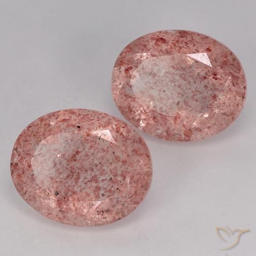 6.78 ctw Pink Strawberry Quartz Stones, Natural Strawberry Quartz in Oval Facet Shape for Sale