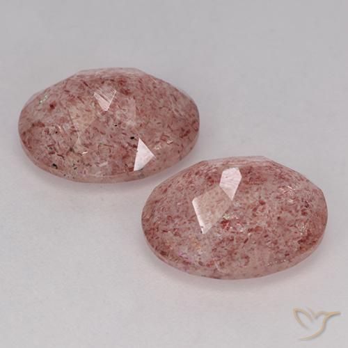 Strawberry Quartz Gemstones in 11 x 9 mm (calibrated) Size for Sale, Strawberry Quartz Stones in Medium Pink Color