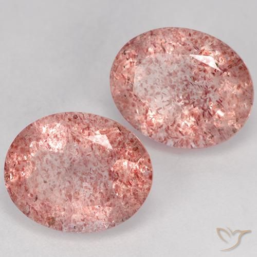 6.35 ctw Pink Strawberry Quartz Stones, Natural Strawberry Quartz in Oval Facet Shape for Sale