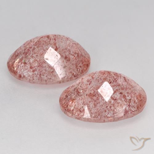 Strawberry Quartz Gemstones in 11 x 9 mm (calibrated) Size for Sale, Strawberry Quartz Stones in Light Rose Pink Color