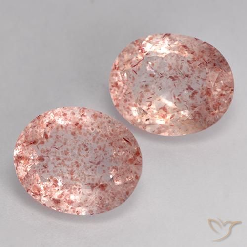 6.91 ctw Pink Strawberry Quartz Stones, Natural Strawberry Quartz in Oval Facet Shape for Sale