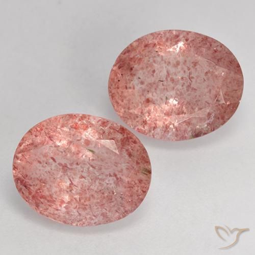 6.34 ctw Pink Strawberry Quartz Stones, Natural Strawberry Quartz in Oval Facet Shape for Sale