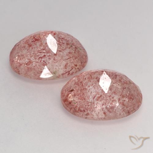 Strawberry Quartz Gemstones in 11 x 9 mm (calibrated) Size for Sale, Strawberry Quartz Stones in Medium-Light Pink Color