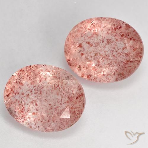 7.45 ctw Pink Strawberry Quartz Stones, Natural Strawberry Quartz in Oval Facet Shape for Sale