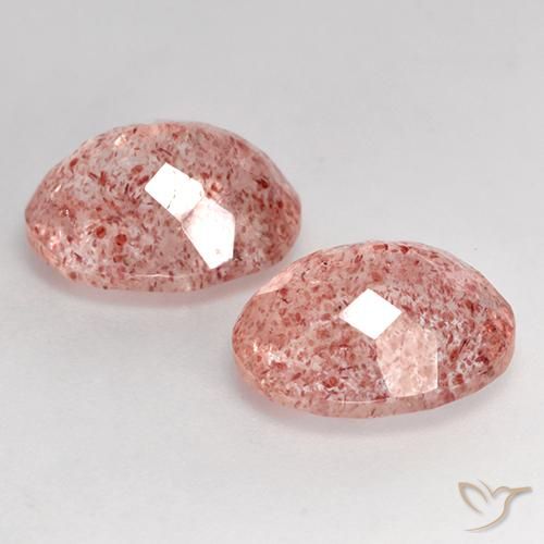 Strawberry Quartz Gemstones in 11 x 9 mm (calibrated) Size for Sale, Strawberry Quartz Stones in Medium-Light Pink Color