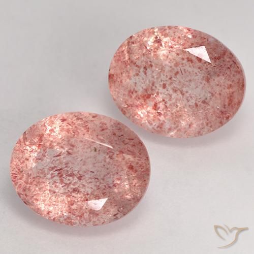7.16 ctw Pink Strawberry Quartz Stones, Natural Strawberry Quartz in Oval Facet Shape for Sale