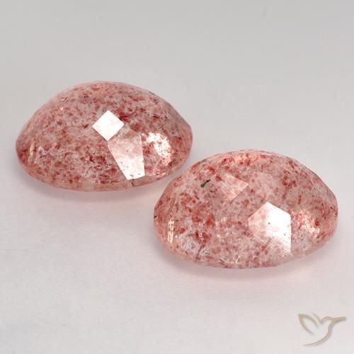Strawberry Quartz Gemstones in 11 x 9 mm (calibrated) Size for Sale, Strawberry Quartz Stones in Medium-Light Pink Color