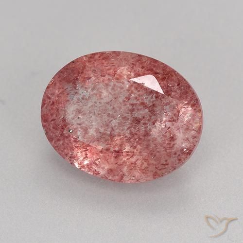 3.06 ct Pink Strawberry Quartz Stone, Natural Strawberry Quartz in Oval Facet Shape for Sale