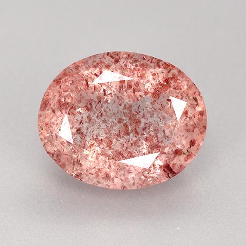 11.1 x 9.1mm Oval Facet Pink Strawberry Quartz from Russia, Weight of 3.62ct, Natural untreated Gemstone in Translucent Clarity, 1pc Strawberry Quartz - Color: Light Rose Pink, Mohs Hardness of 7 suitable for daily wear jewelry, Photo A