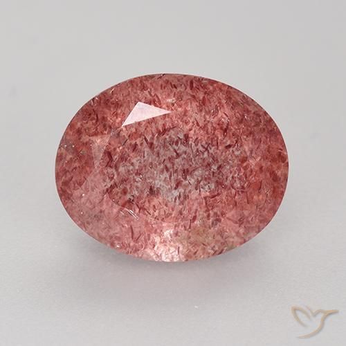 Темно-розовый Клубничный Кварц Камень - 3.7ct Фасетный Овал (ID: 526334)