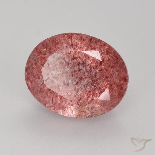 3.68 ct Pink Strawberry Quartz Stone, Natural Strawberry Quartz in Oval Facet Shape for Sale