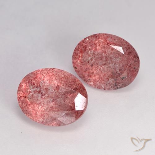 6.69 ctw Red Strawberry Quartz Stones, Natural Strawberry Quartz in Oval Facet Shape for Sale