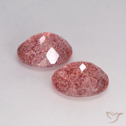 Strawberry Quartz Gemstones in 11 x 9 mm (calibrated) Size for Sale, Strawberry Quartz Stones in Deep Red Color