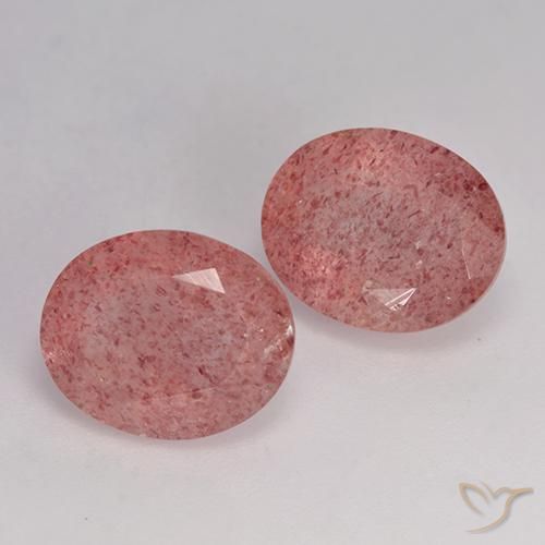 7.05 ctw Pink Strawberry Quartz Stones, Natural Strawberry Quartz in Oval Facet Shape for Sale