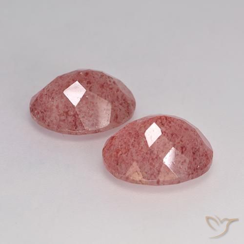 Strawberry Quartz Gemstones in 11 x 9 mm (calibrated) Size for Sale, Strawberry Quartz Stones in Medium Pink Color