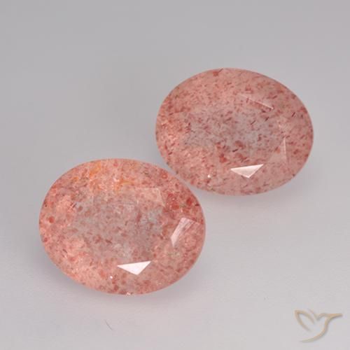 6.58 ctw Pink Strawberry Quartz Stones, Natural Strawberry Quartz in Oval Facet Shape for Sale