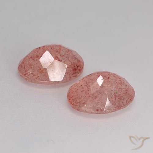 Strawberry Quartz Gemstones in 11 x 9 mm (calibrated) Size for Sale, Strawberry Quartz Stones in Medium-Light Pink Color