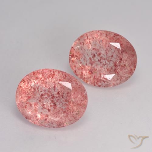 6.53 ctw Pink Strawberry Quartz Stones, Natural Strawberry Quartz in Oval Facet Shape for Sale