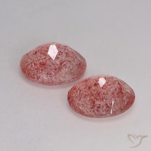 Strawberry Quartz Gemstones in 11 x 9 mm (calibrated) Size for Sale, Strawberry Quartz Stones in Medium-Light Pink Color