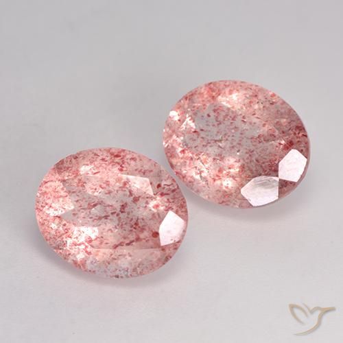 6.54 ctw Pink Strawberry Quartz Stones, Natural Strawberry Quartz in Oval Facet Shape for Sale
