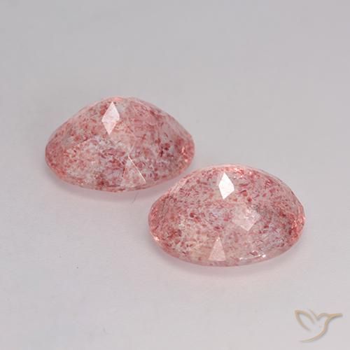 Strawberry Quartz Gemstones in 11 x 9 mm (calibrated) Size for Sale, Strawberry Quartz Stones in Medium-Light Pink Color